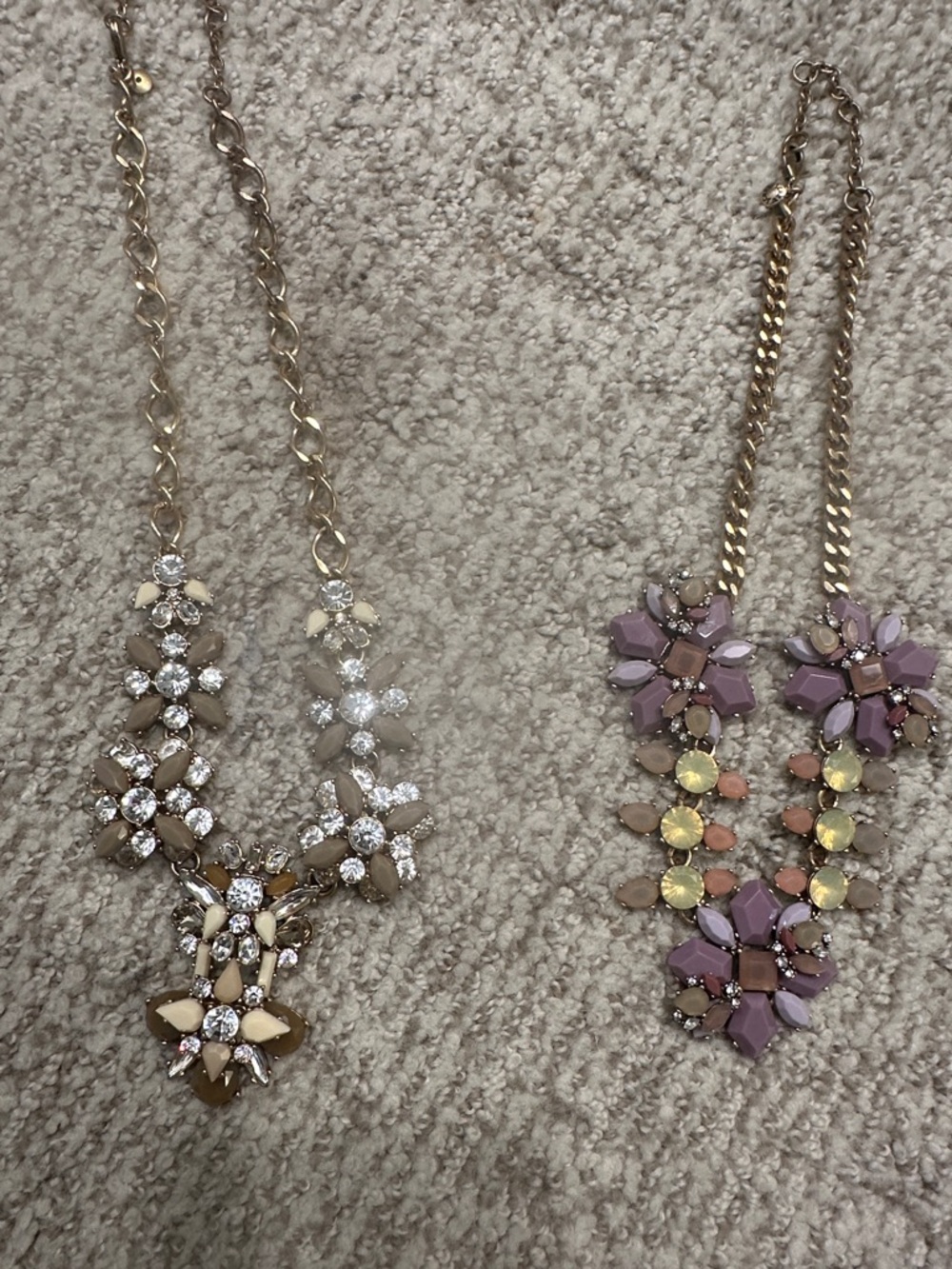 JCREW Eye-catching gold-tone statement necklaces.